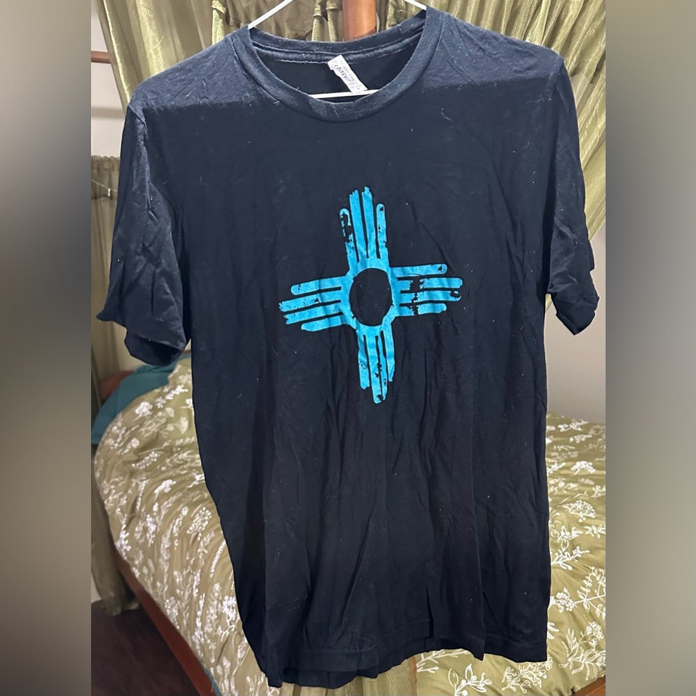 Bella Canvas Black Tee with Turquoise Zia Symbol